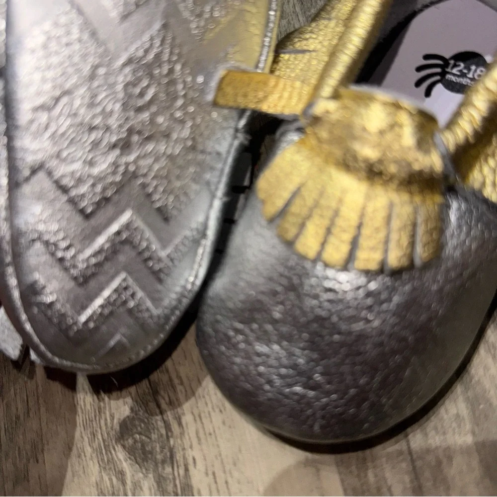 Chic Boutique Metallic Baby Silver Moccasins